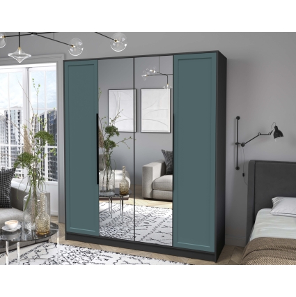 Шкаф распашной Тренд КТ-Ш4 (з) (Антрацит ЛДСП/ Верде ЛМДФ) Ш1800 В2128 Г547